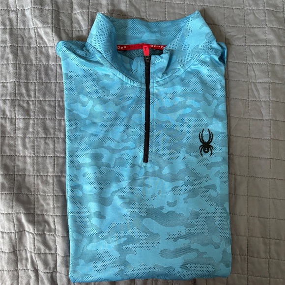 Spyder active Prow B Blue Quarter-Zip Pullover mens medium golf Polo - Picture 1 of 6